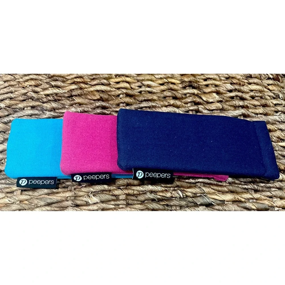 3 PEEPERS Squeeze Spring Shut Opening No Scratch Reading Glasses Soft Case Pouch
